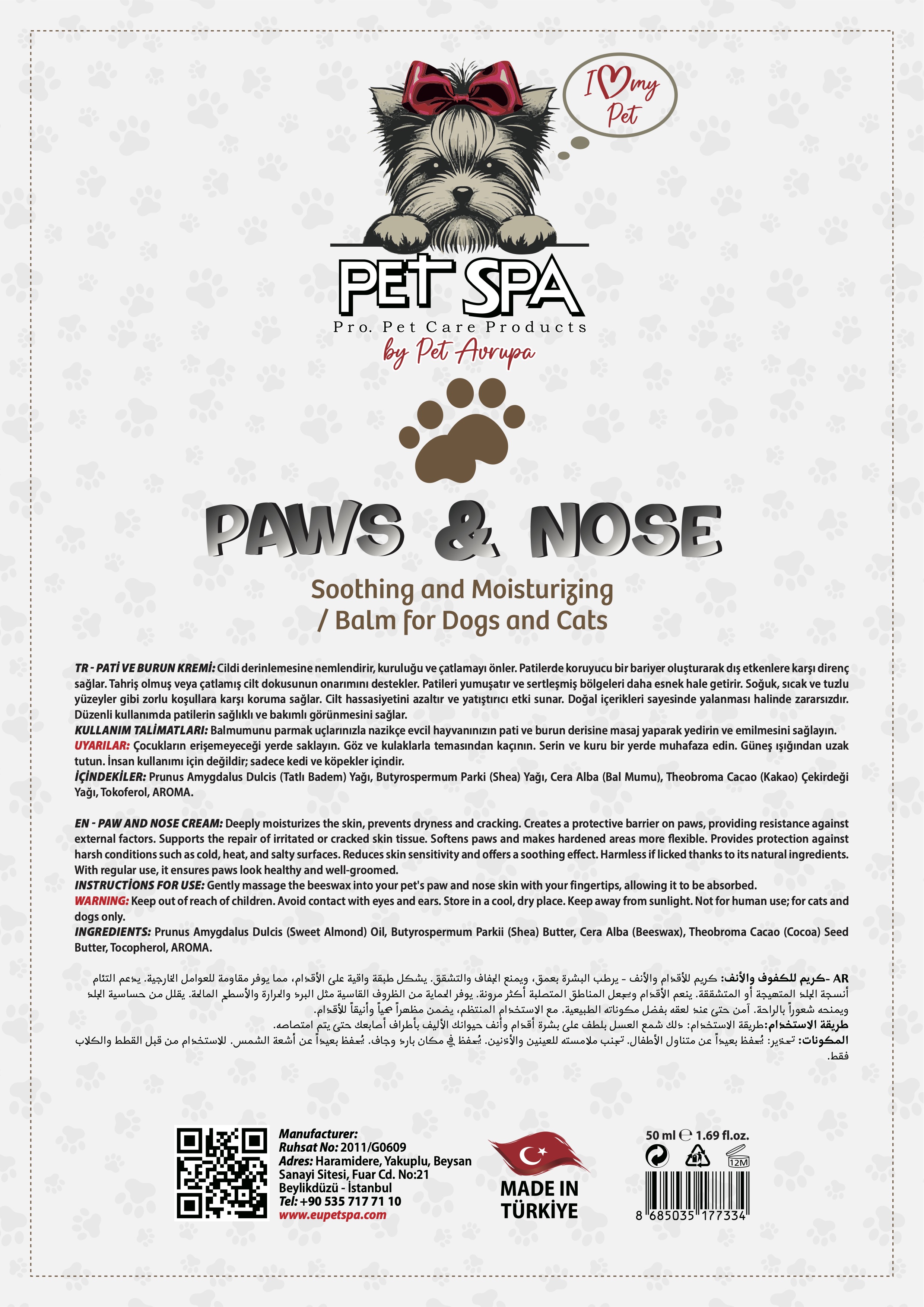 Nose & Paw Balm – Köpek ve Kediler İçin Burun & Pati Balmı 50ml